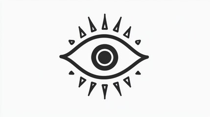Minimalist Eye Symbol with Rays and Circle Design for Creativity