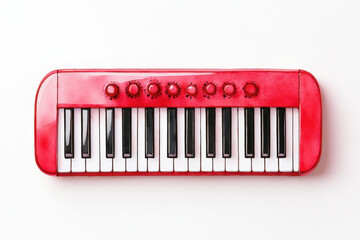 Red electric clavinet in watercolor style on white background isolated design on white backgro