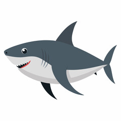 Great White Shark Colorful On White Background