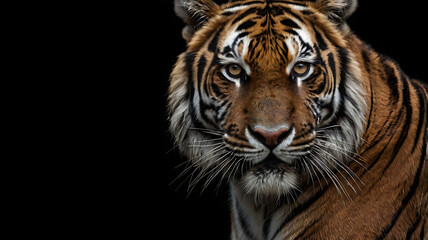 Fototapeta premium Portrait of a Tiger with a black background 
