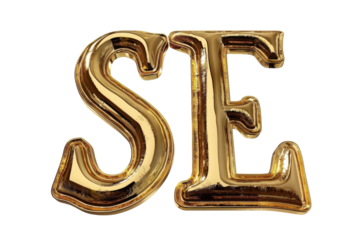 Gold Colored SE Letter Initials PNG Isolated on Transparent Background