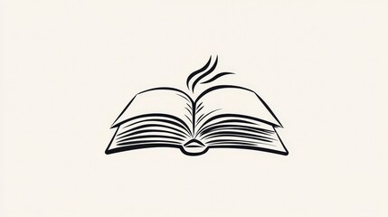 Open Book Icon with Steam Rising Illustration for Education Concept