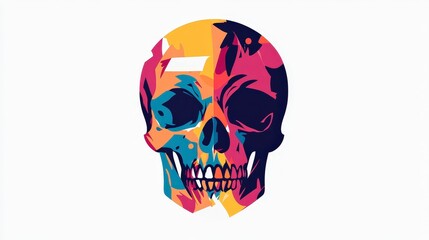 Colorful Geometric Skull Design with Bright Abstract Elements