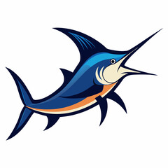 Naklejka premium Swordfish Colorful On White Background
