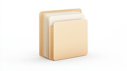 Stacked Folder Files in Neutral Tones on Clean White Background