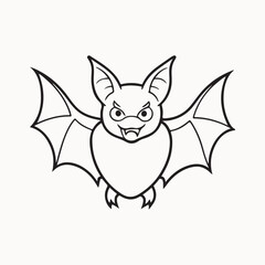 black bat, angry bat line art vector 