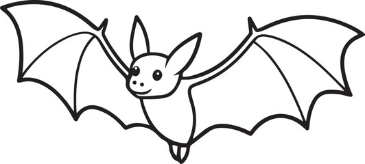 black bat, angry bat line art vector 