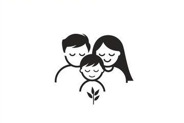 A monochrome image of a smiling family embracing, emphasizing love, connection, and unity in a simple and timeless style. Ideal for heartfelt concepts.