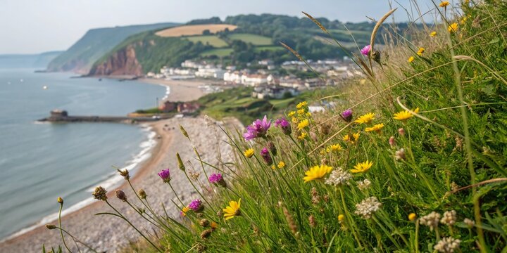 Macro View: Seaton, Devon Coastline from Musbury Hill - Stunning Coastal Details