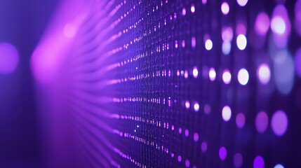 Obraz premium Vibrant Purple LED Lights Glimmering in Dark Setting: Close-Up Photo. AI Generated