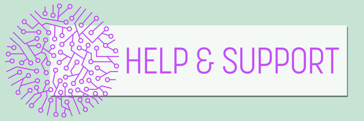 Help And Support Circuit Purple Circular Turquoise Box Text 