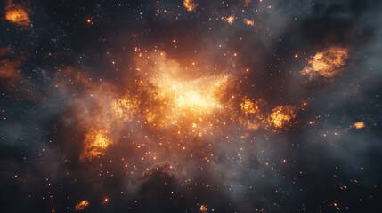 Naklejka premium Fireworks with Blurr Milkyway background 