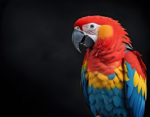 Obraz premium A colorful parrot against a dark background