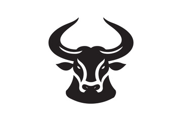 Bold Bull Head Silhouette Logo Design