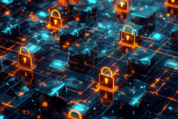 Digital Network Security System Showing Data Protection