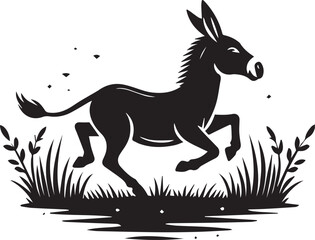 Running donkey silhouette