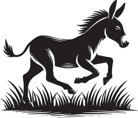 Running donkey silhouette