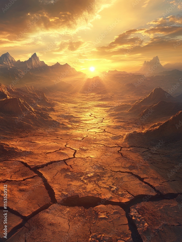 Poster Desert sunset landscape