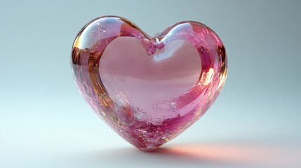 Fototapeta premium Beautiful Pink Glass Heart Sculpture on Soft Background
