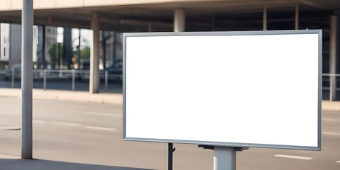 Fototapeta premium A blank billboard on a metal frame