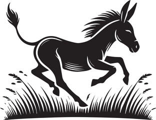 Running donkey silhouette