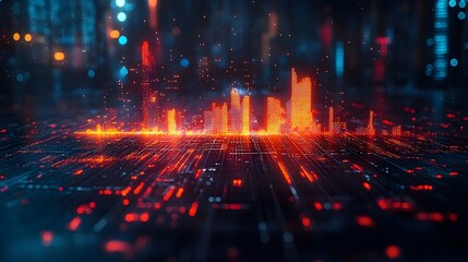 Business analysis with graphs and charts on a sleek desk, vibrant visuals showcasing data insights, 3D rendering