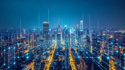 Obraz premium Advancements in digital technology, including internet connectivity, big data, digital marketing, and the Internet of Things (IoT)