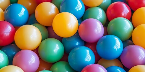 Piles of colorful, springy balls are showcased. These vibrant bouncy balls are arranged in stacks, creating an eye catching display of fun and excitement.