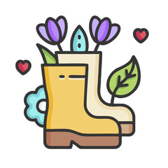 gardening tools and flowers