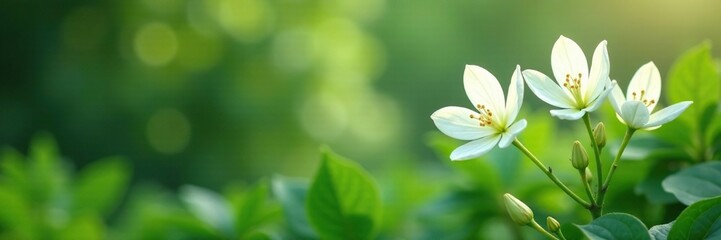 Fototapeta premium Delicate white jade vine flowers blooming in a serene garden, petals, delicate