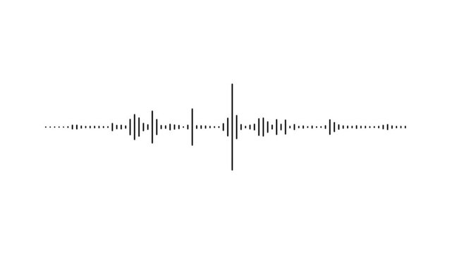 Black audio waveform spectrum animation. Alpha channel, spectrum audio animation, Wave form Audio isolated on transparent background.