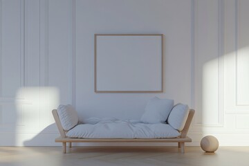 Modern Minimalist Living Room Design with Wooden Sofa