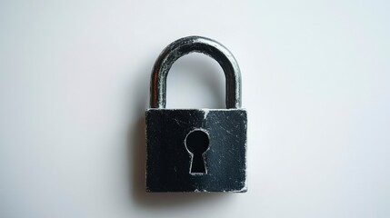 Metallic Padlock with Keyhole on a White Background
