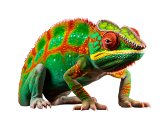 a colorful lizard with red and green spots