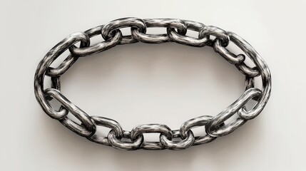 Fototapeta premium Metallic Chain Links Forming a Circle on a Neutral Background