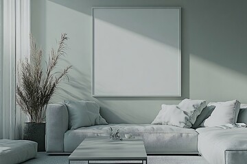Minimalist Living Room Design with Empty Frame