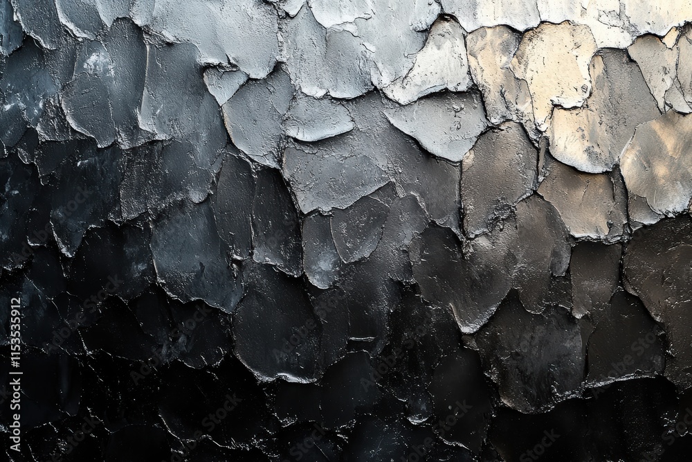 Poster texture featuring a monochrome gradient from black to white with layered patterns and depth