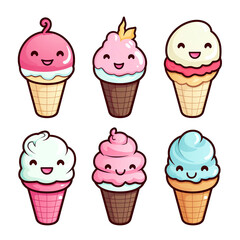a group of ice cream cones