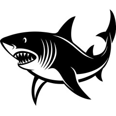 Tiger Shark Silhouette On White Background 