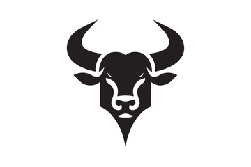 Bold Bull Head Silhouette Logo Design