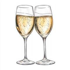 Elegant Champagne Glasses Clinking Together Celebrating Special Moments