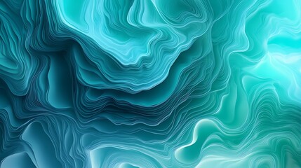 Obraz premium Abstract Teal Digital Painting: Fluidly Swirling, Hypnotic 3D Render. AI Generated
