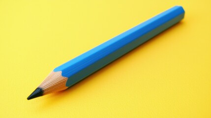 Blue Pencil on a Yellow Background