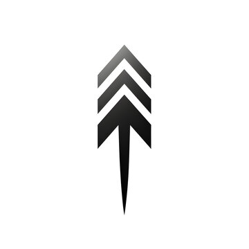a black arrow pointing up