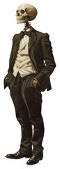 Fototapeta premium PNG A Skull wearing suit man tie art.