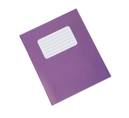 One copybook isolated on white, top view. School stationery