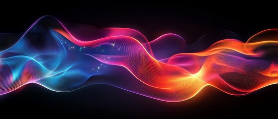 Obraz premium neon patterns sweeping across a dark canvas with smooth transitions. Generative AI