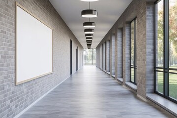 Elegant Modern Corridor with Brick Walls