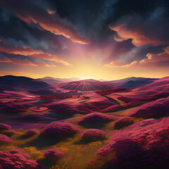 Cosmos field in the autumn against blue sky at Anseong Farm Land with the background of houses near.generative ai