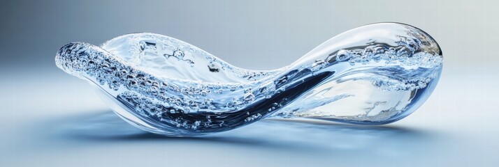 Flowing water captured within transparent infinity shape showcasing elegance and clarity